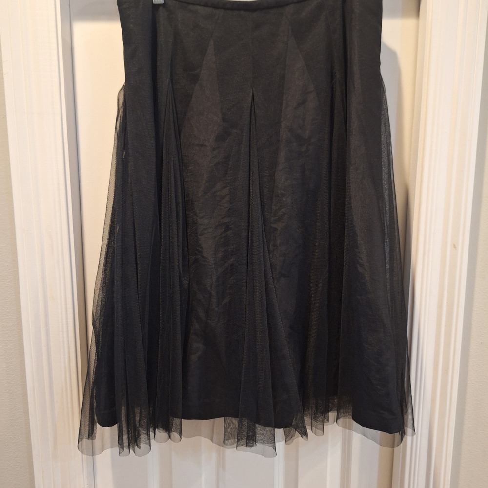 Black Tulle Cocktail Skirt Costume Witch Alex Evenings 16P(Runs Sm) Mesh Overlay